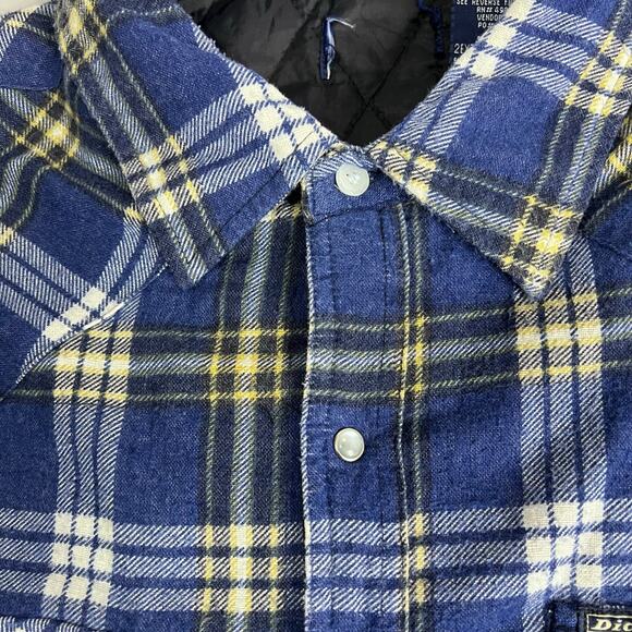 Dickies Quilted Flannel Shacket Blue Plaid 2XLT Tall Heavyweight Workwear - Picture 4 of 8